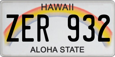 HI license plate ZER932