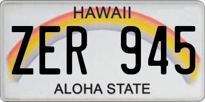 HI license plate ZER945