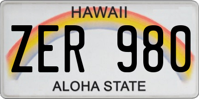 HI license plate ZER980