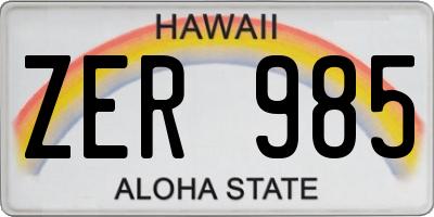 HI license plate ZER985