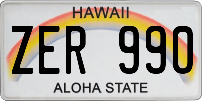HI license plate ZER990