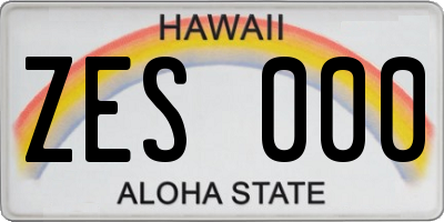 HI license plate ZES000