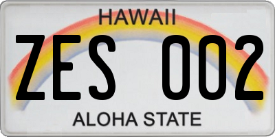 HI license plate ZES002