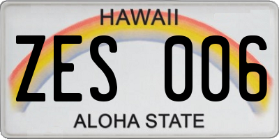HI license plate ZES006