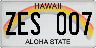 HI license plate ZES007