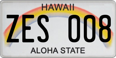 HI license plate ZES008