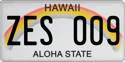 HI license plate ZES009