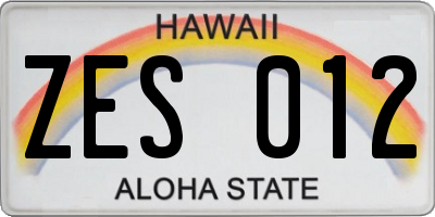 HI license plate ZES012