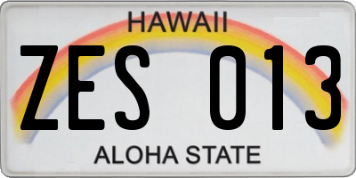 HI license plate ZES013