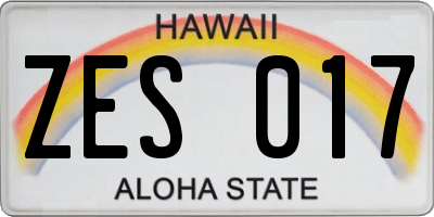 HI license plate ZES017