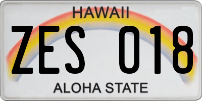 HI license plate ZES018