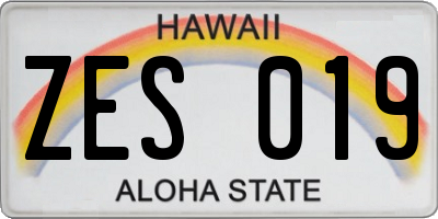 HI license plate ZES019