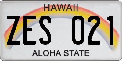 HI license plate ZES021