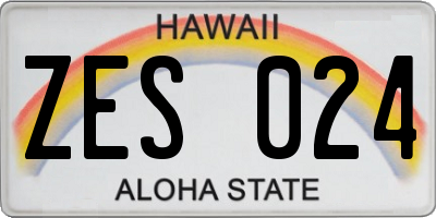 HI license plate ZES024