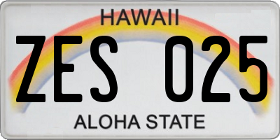 HI license plate ZES025