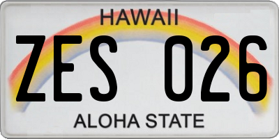 HI license plate ZES026