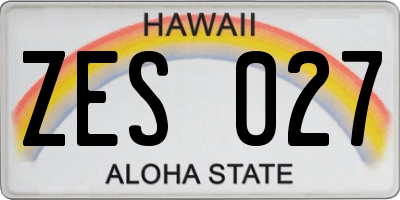 HI license plate ZES027