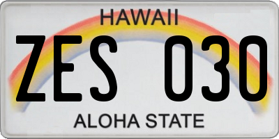 HI license plate ZES030