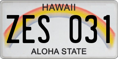 HI license plate ZES031