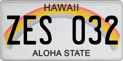 HI license plate ZES032