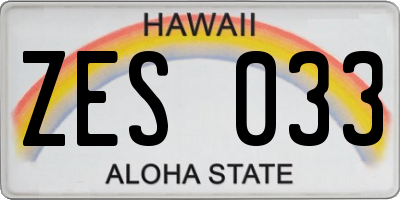HI license plate ZES033