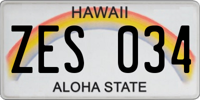 HI license plate ZES034