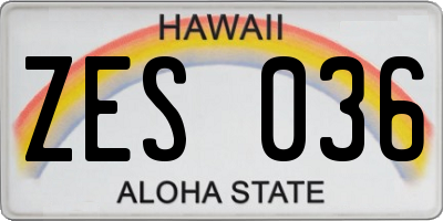 HI license plate ZES036