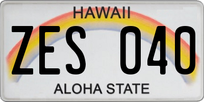 HI license plate ZES040
