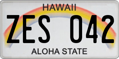 HI license plate ZES042