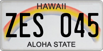 HI license plate ZES045