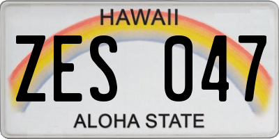 HI license plate ZES047