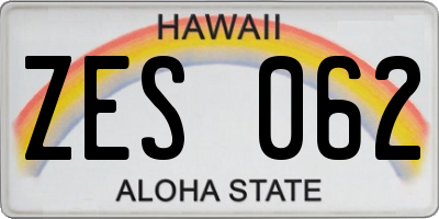 HI license plate ZES062