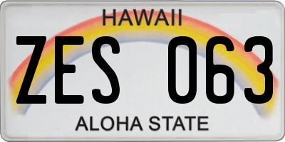 HI license plate ZES063