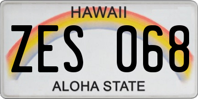 HI license plate ZES068