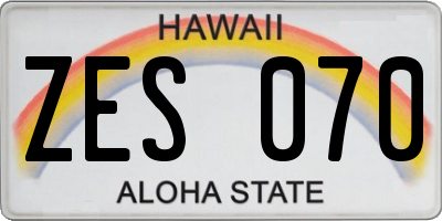HI license plate ZES070