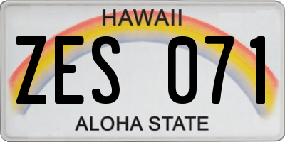 HI license plate ZES071