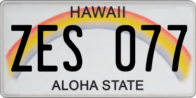 HI license plate ZES077