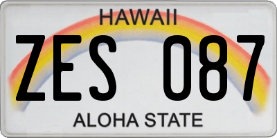 HI license plate ZES087