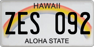 HI license plate ZES092