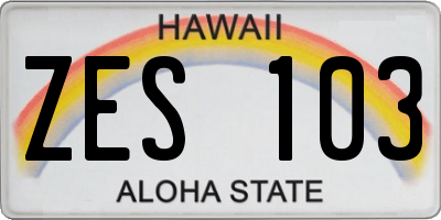 HI license plate ZES103