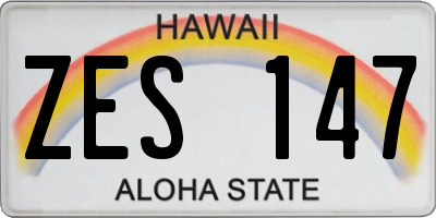 HI license plate ZES147
