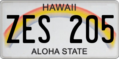 HI license plate ZES205