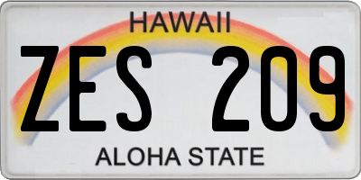 HI license plate ZES209