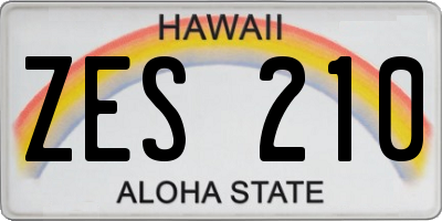 HI license plate ZES210