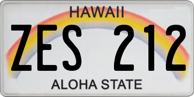 HI license plate ZES212