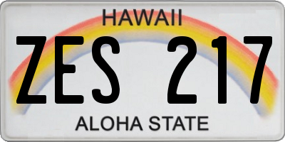 HI license plate ZES217