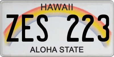 HI license plate ZES223