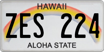 HI license plate ZES224