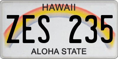 HI license plate ZES235