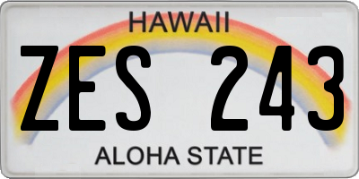 HI license plate ZES243
